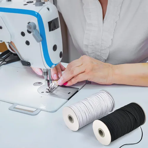 Miniatura 7 de Coopay Bandas elásticas planas de 300 yardas de largo, 1/8 pulgadas de ancho, cuerda elástica plana de punto para coser proyectos de bricolaje