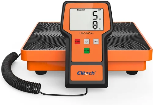 Miniatura 11 de Báscula Elitech LMC-100F+ de carga para refrigerante, 110 libras, de alta precisión, para Freon, para calefacción, ventilación y aire acondicionado