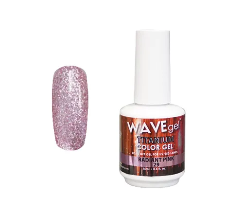 Miniatura 7 de WAVEGEL - Esmalte de uñas en gel con purpurina, colección Titanio, #28 Twinkle Pink I 0.5 onzas