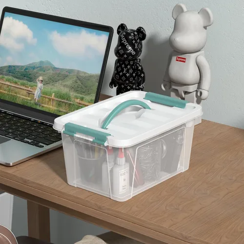Miniatura 7 de Yuright Contenedor de plástico transparente de 6 cuartos de galón con tapa, paquete de 2 cajas de almacenamiento con pestillo