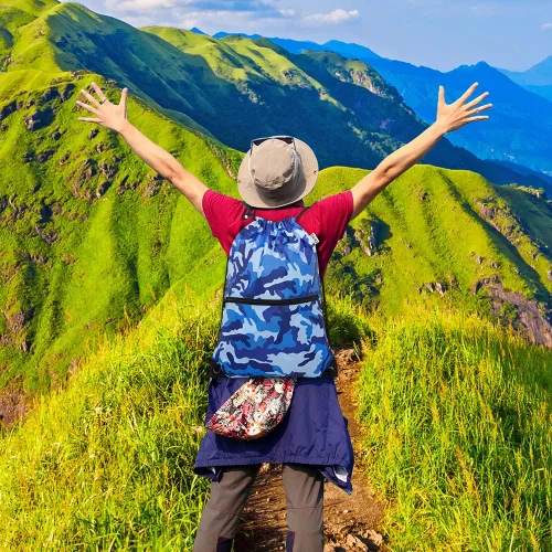 Miniatura 6 de Mochila deportiva con cordón, bolsa de gimnasio para yoga, viajes, para mujeres y hombres, tamaño grande con bolsillos con cremallera, Camuflado