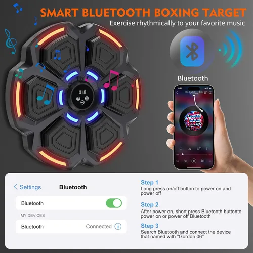 Miniatura 4 de Máquina de Boxeo con Música para Adultos - 9 Modos y 9 Velocidades, Máquina de Boxeo con Música Bluetooth con Guantes, Equipo de Entrenamiento