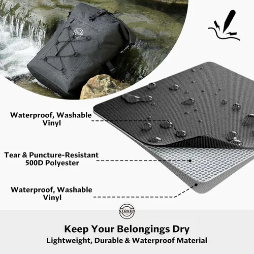 Miniatura 2 de STOVER 5/10/25/30/40/55L Waterproof Dry Bag- Roll-Top Backpack w/Phone Case- Kayaking, Hiking, Camping, Boating- Men/Women 55L Negro