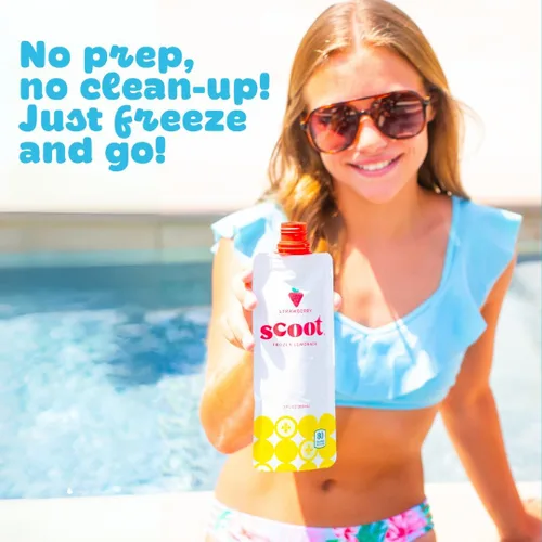 Miniatura 6 de Scoot Variedad de limonada congelada con sabores originales, melocotón y fresa, bolsas de 3 onzas estables en el estante, listas para congelar