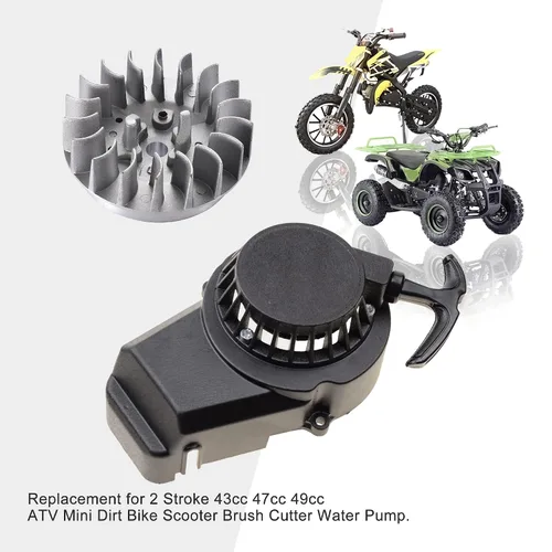 Miniatura 5 de GOOFIT Arrancador de retroceso de aluminio con volante y tornillos para 2 tiempos 47cc 49cc Pocket Bike Mini Bike Dirt Bike Scooter ATV Quad