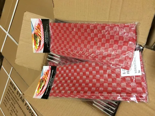 Miniatura 2 de New Star Foodservice Revestimientos para cestas de alimentos a cuadros rojos de grado restaurante, 12 x 12 pulgadas, juego de 36, papel encerado