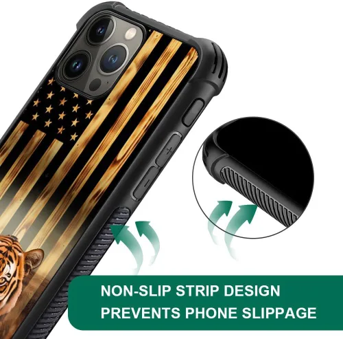 Miniatura 25 de DAIZAG Compatible con iPhone 13 Pro Max, Funda de TPU Protectora Anti-Arañazos Todo En Uno, Fundas para Hombre Mujer - Motivo de Madera Americana