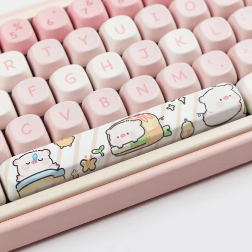 Miniatura 4 de Hyekit Teclas PBT - 145 Teclas Perfil MOA Cerdo Rosa, Conjunto de Teclas Lindas con Sublimación de Tinte para Teclado Mecánico con Interruptores