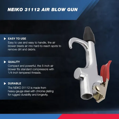 Miniatura 2 de Neiko 31112 Juego de Boquillas para Pistola de Soplado de Aire, Pistola de Compresor de Aire con 5 Boquillas Intercambiables, Herramientas