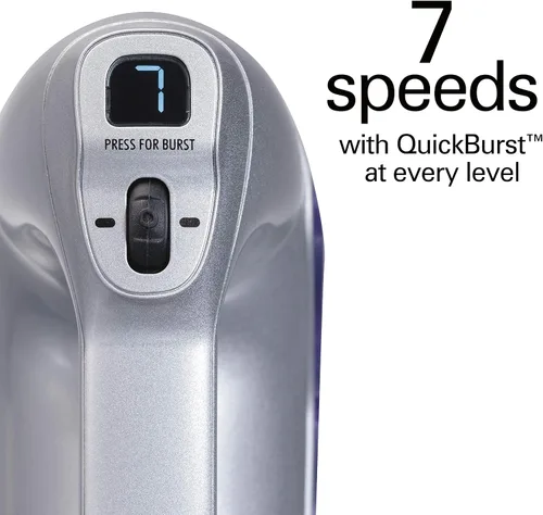 Miniatura 5 de Hamilton Beach Professional 7-velocidades Mezclador de mano eléctrico digital con motor DC de alto rendimiento, arranque lento, estuche de Plateado