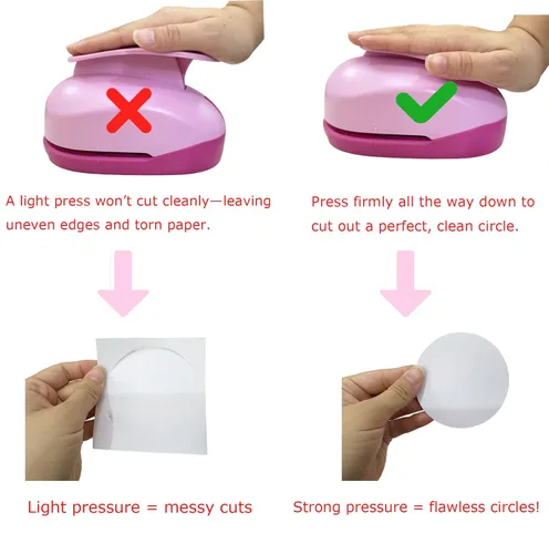 Miniatura 5 de Perforadora Circular de 3 Pulgadas para Manualidades - Perforadora de Papel de Agujero Rosa Extra Grande de 75mm Círculo Redondo para Cartulina