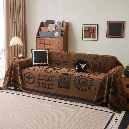 Miniatura 21 de DREAMINGO Fundas de sofá para sofá, estilo bohemio, geométrico y jacquard vintage, de 2 plazas, antideslizante, protector de muebles de felpilla