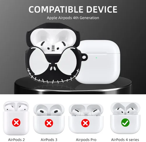Miniatura 3 de Funda para AirPods 4 con kit de limpieza, [brilla en la oscuridad] Funda de silicona suave para Apple AirPods de 4ª generación, divertidas fundas