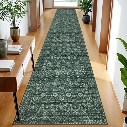 Miniatura 37 de Lansny Alfombra bohemia de 2 x 3 pulgadas, lavable, color negro, azul marino, floral, alfombra de cocina, alfombra de área pequeña de lana