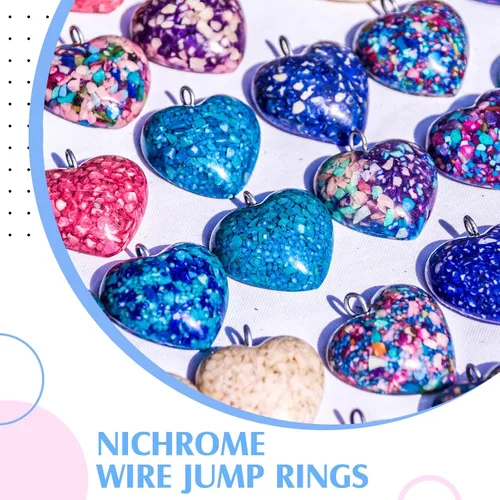 Miniatura 4 de XunYee 100 piezas de alambre de nicrome de alta temperatura para adornos de cerámica, anillos de salto con 1 caja de almacenamiento de plástico