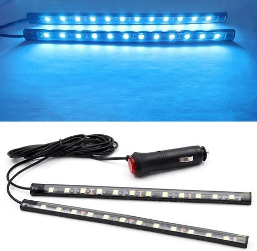 Kit de iluminación ambiental para automóvil, 2 unidades, bajo brillo, con encendedor de cigarrillos, luces LED subterráneas de 12 V, luz interior de
