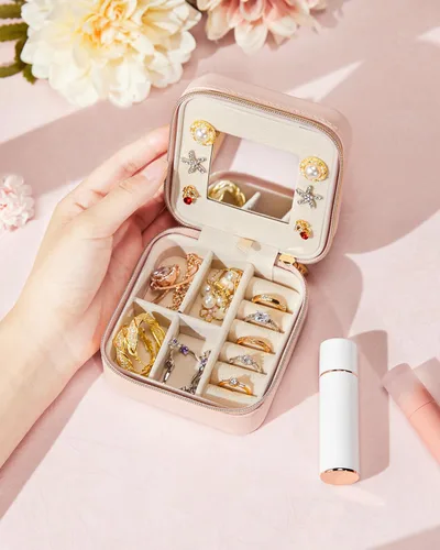 Miniatura 6 de Enthralite Joyero de viaje personalizado, artículos esenciales de viaje para mujeres, organizador de viaje pequeño, joyero para collares, aretes