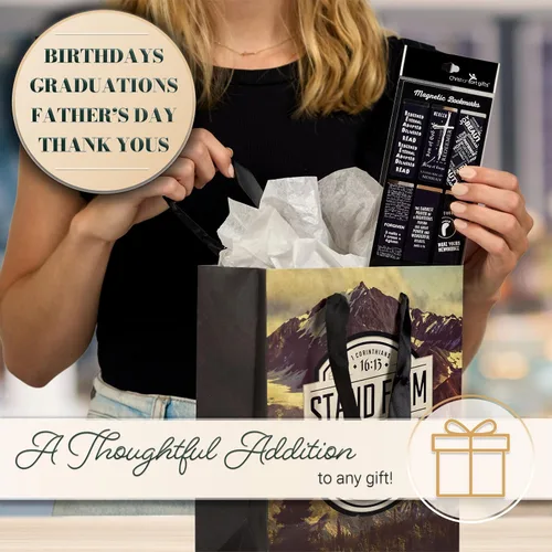 Miniatura 6 de Christian Art Gifts - Conjunto de marcapáginas magnéticos unisex con versículos bíblicos en blanco y negro Gospel Salvation, diseños inspiradores