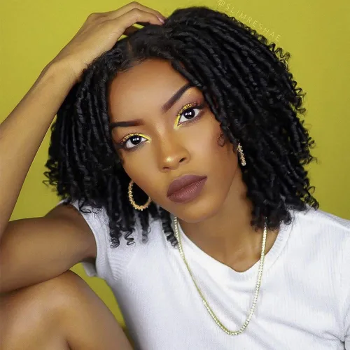 Miniatura 9 de Pelucas de rastas cortas de 6 pulgadas para mujeres y hombres negros con clips, pelucas trenzadas sintéticas con rizos postizos, rizos Afro, rizos