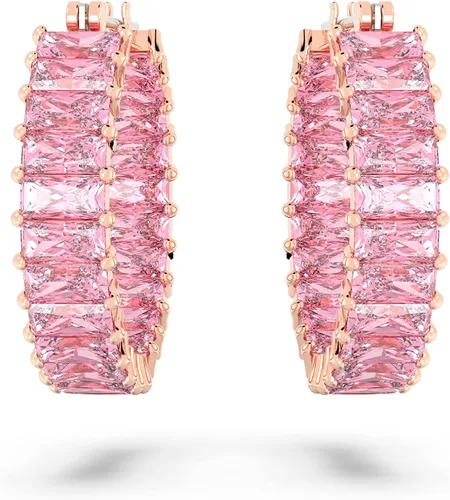 Miniatura 2 de Swarovski Matrix Crystal Hoop Earrings, Blue and Clear Crystals, Rhodium Finish