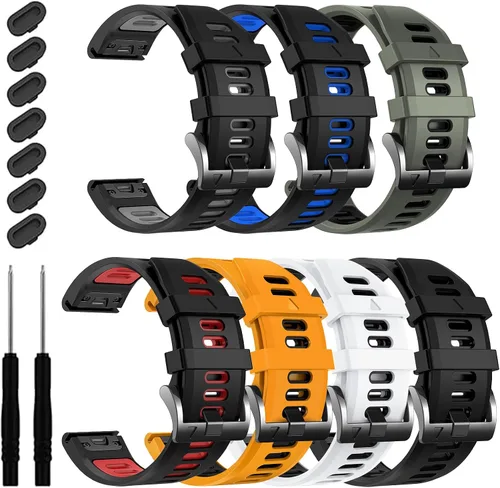Miniatura 13 de EZMVZKU 26mm Quickfit Watchbands for Fenix 8 AMOLED 51mm/Fenix 7X/7X Pro/6X/6X Pro/5X Plus/3 HR, Sport Silicone Straps Compatible with Garmin Enduro