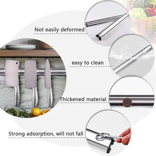 Miniatura 6 de MEKBOK Kitchens - Barra magnética de aluminio para cuchillos, libre de óxido (16 pulgadas)
