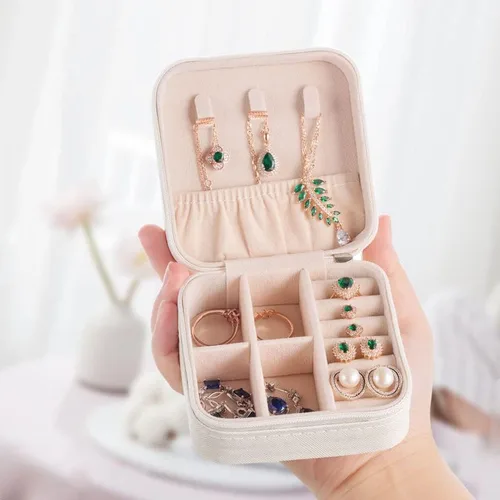 Miniatura 2 de Joyero de viaje, mini cajas de viaje portátiles para joyas, pequeño organizador de joyas para anillos, aretes, colgantes, relojes, collares, lápices