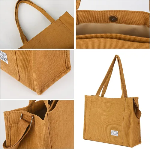 Miniatura 3 de Valleycomfy Bolsos de mano de pana casuales vintage para mujer, bolso cruzado para mujer, bolso de hombro de viaje, bolso ecológico