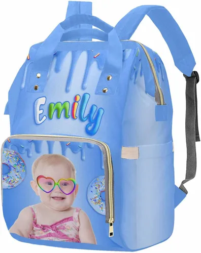 Miniatura 27 de M YESCUSTOM Bolsa de pañales personalizada con nombre para mamá, mujer, esposa, mochila personalizada, 0625-12, Mochilas Daypack