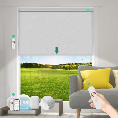 Miniatura 16 de Persianas motorizadas con control remoto [motor 100% opacas y silencioso] Persianas inteligentes compatibles con Alexa Google HomeKit, persianas