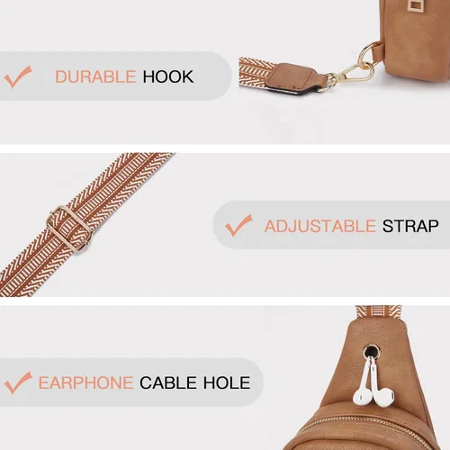 Miniatura 81 de Telena Riñonera pequeña para mujer, de cuero, cangureras, bolsa de pecho para mujer