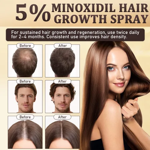 Miniatura 4 de 5% de minoxidil para hombres y mujeres, suero de biotina para crecimiento del cabello y crecimiento de barba con extracto de romero y batana