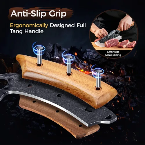 Miniatura 5 de Juego de 3 cuchillos de carnicero para cortar, cuchilla japonesa para carne forjada a mano para cocinar, cuchillo de cocina de alto carbono y juego