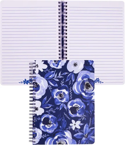 Miniatura 10 de Steel Mill & Co - Cuaderno de espiral mini lindo, 8.25" x 6.25", diario con tapa dura y 160 páginas forradas, diseño floral naranja Anaranjado floral