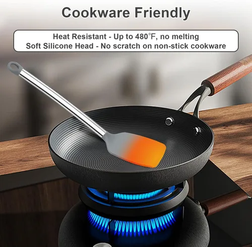 Miniatura 4 de Vayvnt Juego de utensilios de cocina de silicona para utensilios de cocina antiadherentes, juego de 4 espátulas de silicona y cuchara con mango