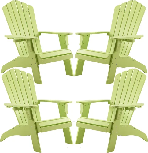 Miniatura 18 de Psilvam Silla Adirondack, silla para hoguera de madera de polietileno de gran tamaño con soporte para tazas, sillas de patio de soporte de 350 Blanco