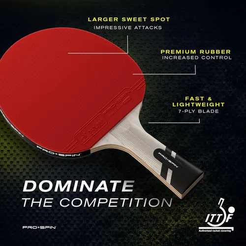 Miniatura 2 de PRO-SPIN Palas de ping pong - Raquetes de tenis de mesa de nivel profesional con fibra de carbono para un control superior Lámina de 7 capas, goma