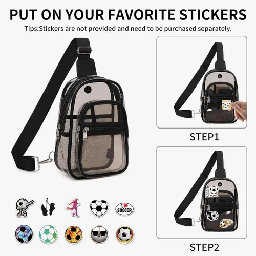 Miniatura 7 de MOONBABY Bolsa transparente para eventos en estadios, mochila transparente para mujer, impermeable, de poliuretano termoplástico, riñonera cruzada