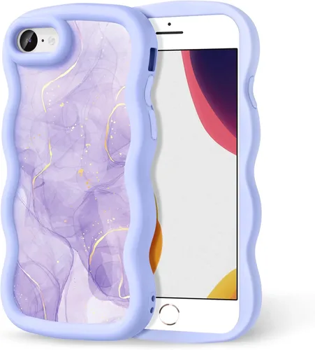 Miniatura 157 de Compatible con iPhone SE/8/7 Funda para Mujeres y Niñas, Marco Ondulado Rizado con Patrón Lindo, Estética Delgada Suave Silicona TPU Parachoques