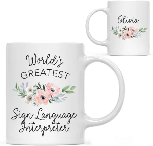 Miniatura 29 de Andaz Press Taza de café personalizada de 11 onzas, taza ejecutiva de relaciones públicas más grande del mundo, flor de anémona rosa, 1 paquete