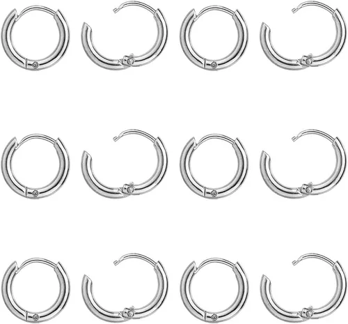 Miniatura 2 de UNICRAFTALE 20 aretes de aro pulidos a mano de 0.472 in, aretes de aro de acero inoxidable de 0.028 in, componentes de alambre de acero inoxidable
