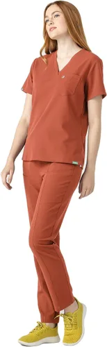 Miniatura 5 de Mediclo Sal Essential - Camiseta médica para mujer, respetuosa con el medio ambiente, sostenible, con cuello en V, bolsillo en el pecho, ropa