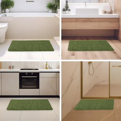Miniatura 107 de Alfombra de baño pequeña de 12 x 18 pulgadas, lavable y absorbente, antideslizante, alfombra de baño de felpilla gruesa y suave para baño, ducha