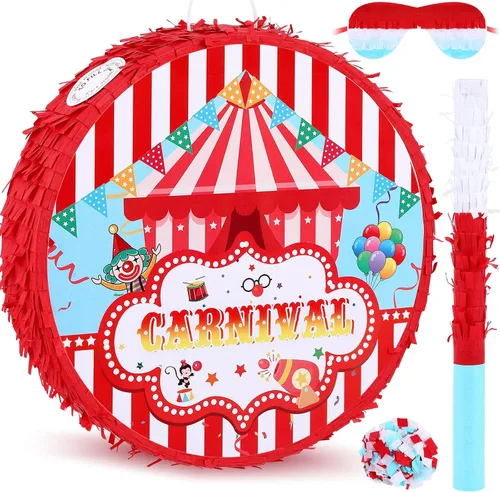 Miniatura 8 de Deekin Pequeña Piñata de Béisbol con Bastón, Venda para los Ojos y Confeti para Suministros de Decoración de Fiesta Temática Deportiva