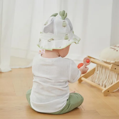 Miniatura 28 de Conjunto de ropa casual de manga corta con botones y pantalones cortos de lino para bebés y niños pequeños