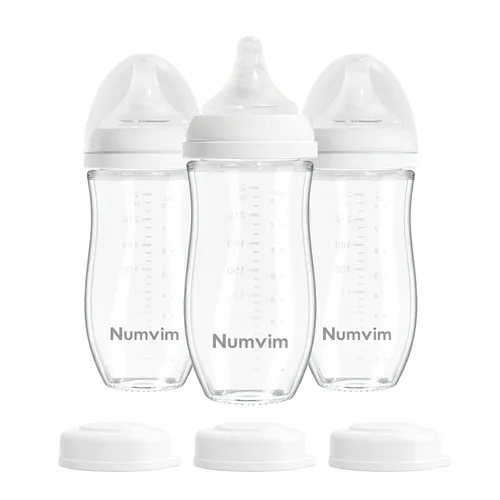 Miniatura 13 de Biberones de vidrio natural de flujo suave y extra lento, biberón para lactancia materna para recién nacidos con pezón anticólicos para bebés de 0