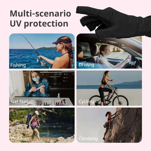 Miniatura 6 de Guantes UV AIRSEE para lámpara de uñas, guantes profesionales de protección UV UPF50+ para manicuras y arte de uñas, guantes sin dedos que protegen