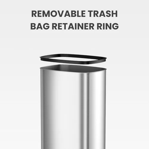 Miniatura 10 de iTouchless Bote de basura con sensor ovalado de 13 galones con adaptador de CA y filtro de olor, contenedor de cocina automático de 50 L, acero
