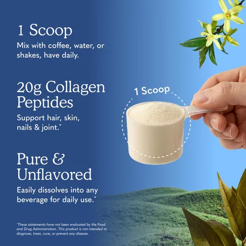 Miniatura 5 de Garden of Life - Péptidos de colágeno en polvo a base de pasto – Polvo de colágeno insípido para mujeres hombres cabello piel uñas articulaciones