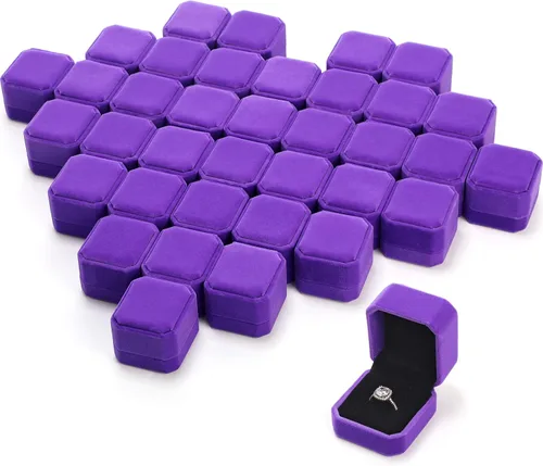 Miniatura 29 de Laumoi Caja de terciopelo para anillos de 36 piezas para ceremonia de boda, cajas de joyería de compromiso, estuche de exhibición para anillos